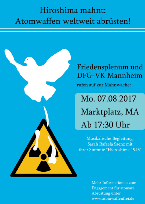 Flyervorderseite für die Hiroshima-Mahnwache 2017