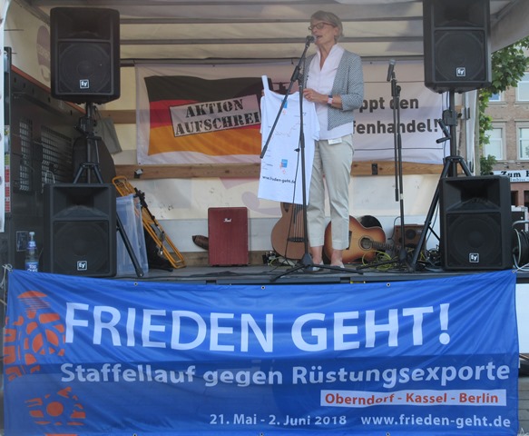 Bürgermeisterin Freundlieb bei der Staffellaufkundgebung