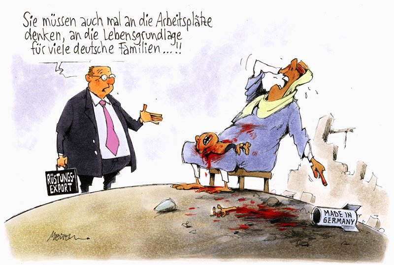 Karikatur zu Rüstungsexporten von Gerhard Mester