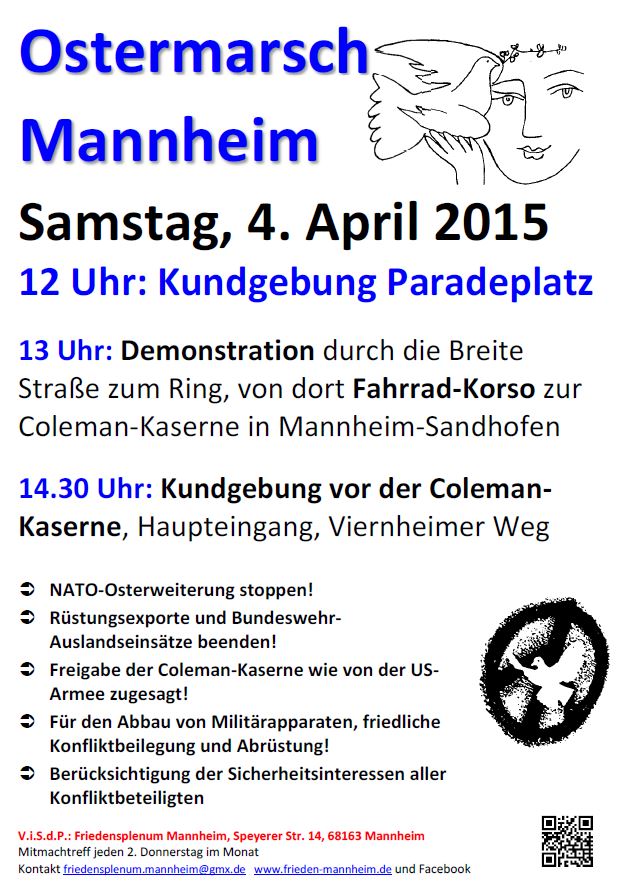 DIN A4-Plakat Ostermarsch Mannheim 2015
